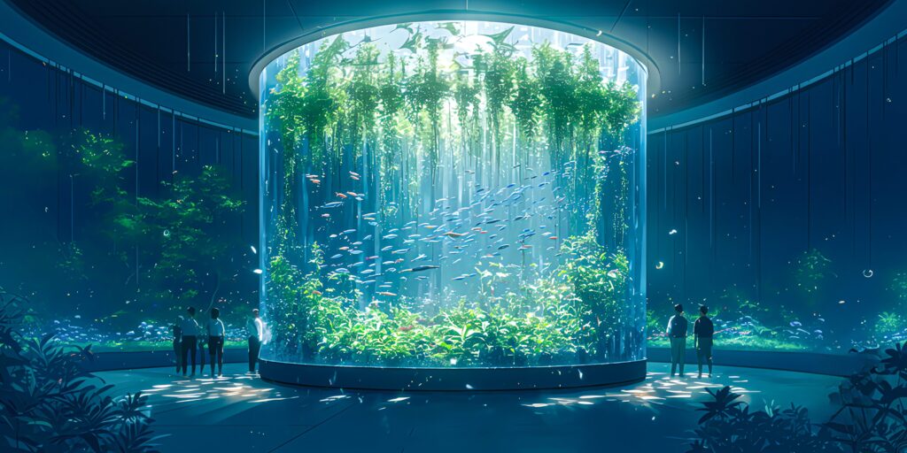 大きな水槽がある水族館